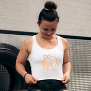 White RR crop w/ peach logo